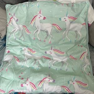 Pottery Barn Kids Molly Unicorn Dream Puff Euro Sham Teal Rainbow 26x26